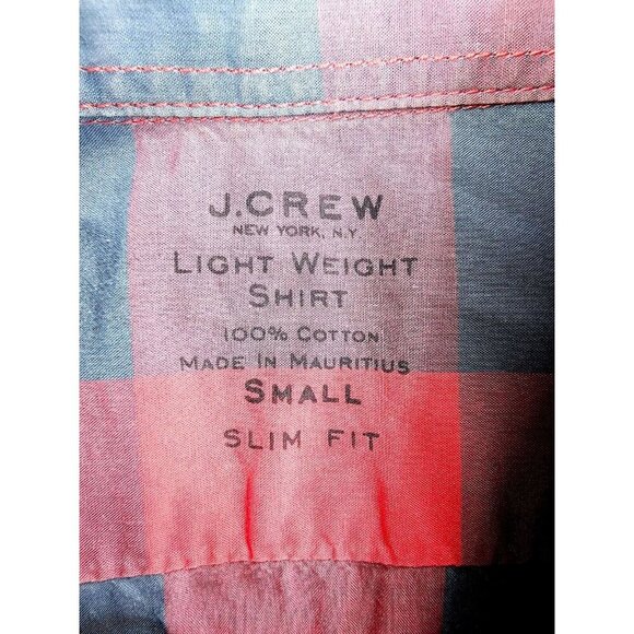 J. Crew Lightweight Size Small Slim Fit Men's Blue Red Check Button Down Shirt - Picture 4 of 10